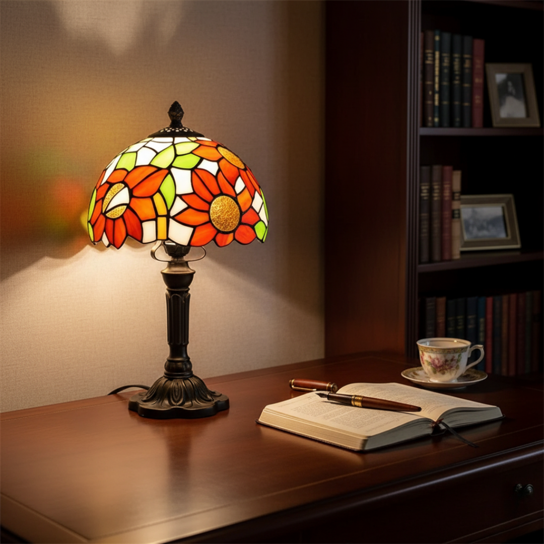 Luminária de Mesa LED em Vidro Ornamentado
