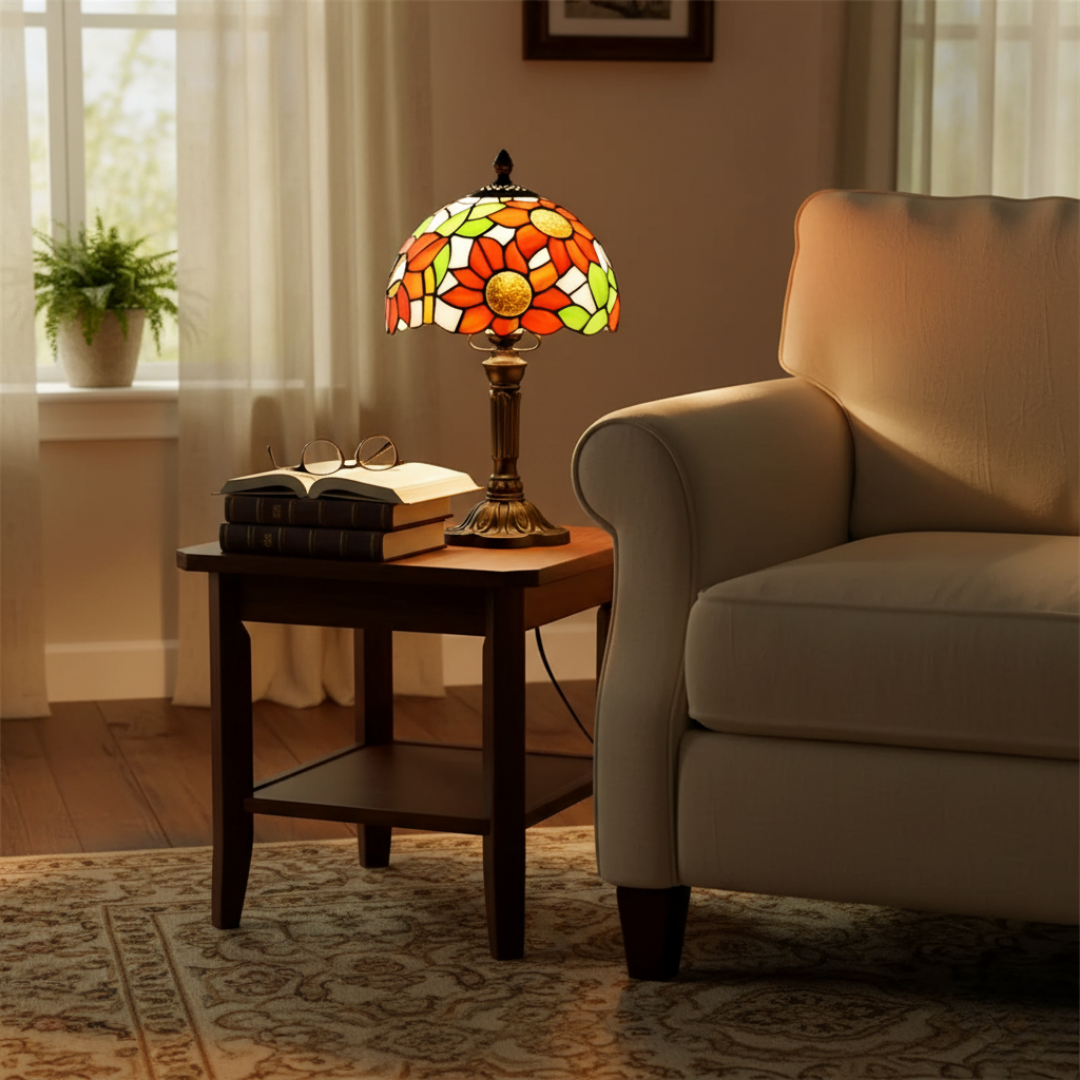 Luminária de Mesa LED em Vidro Ornamentado